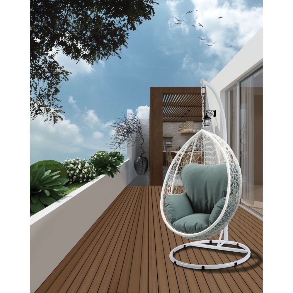 Green & White Simona Patio Swing Chair By Acme | Mobilia Cleopatra 3 Green & White Simona Patio Swing Chair by ACME - Image 1