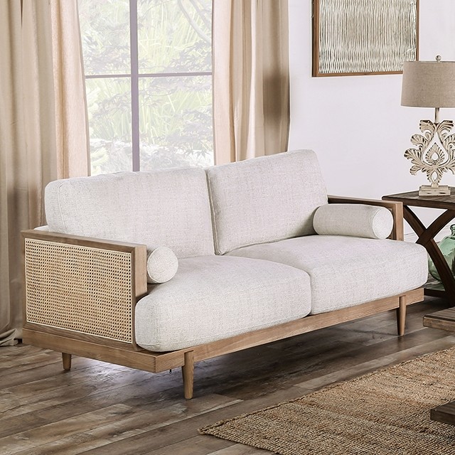 Beige/Light Oak Alesund Loveseat Cm9981-Lv By Furniture Of America | Mobilia Cleopatra 3 Beige/Light Oak Alesund Loveseat CM9981-LV By Furniture Of America - Image 1