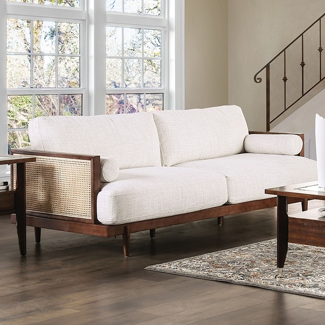 Beige/Walnut Alesund Sofa Cm9982-Sf By Furniture Of America | Mobilia Cleopatra 3 Beige/Walnut Alesund Sofa CM9982-SF By Furniture Of America - Image 1