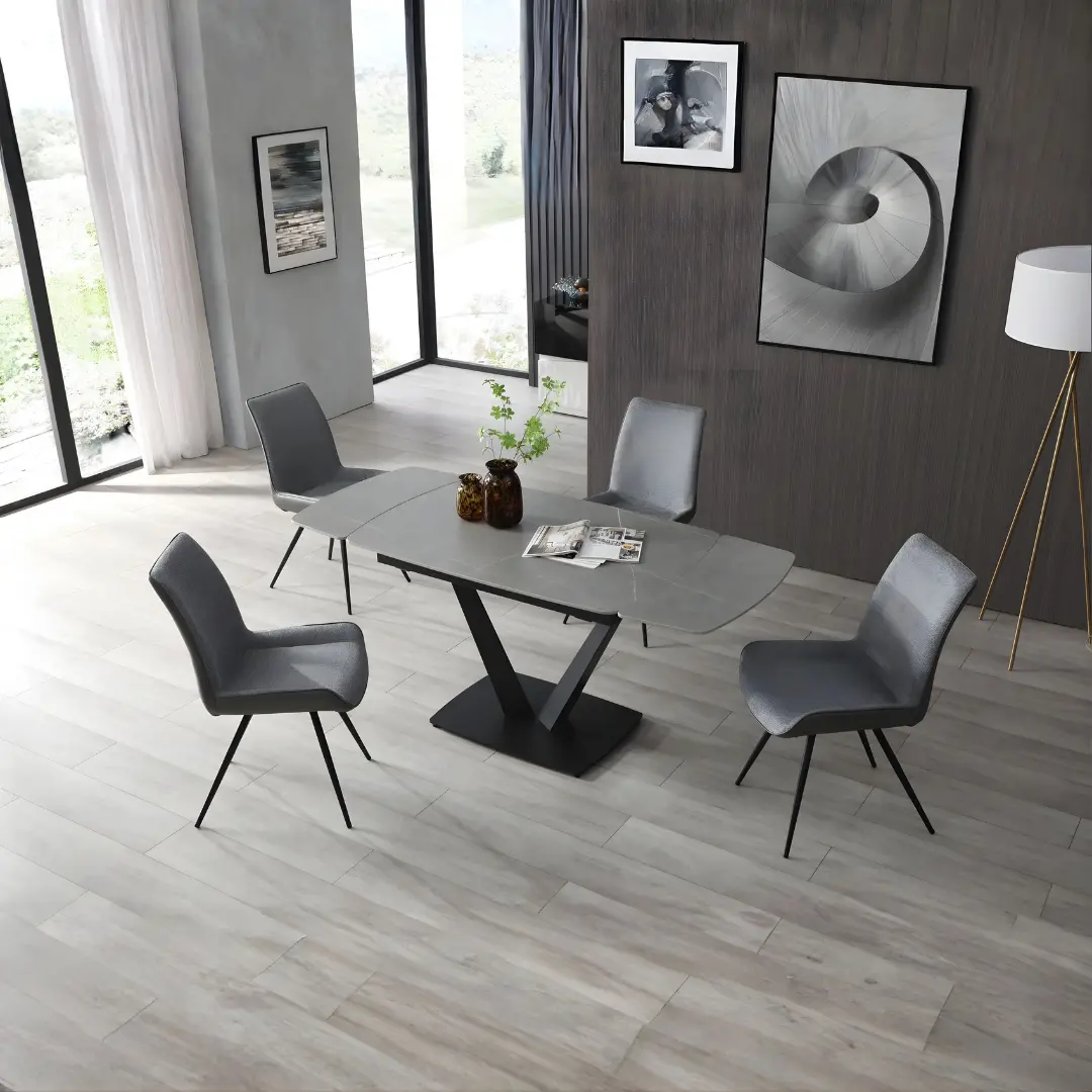 109 Gray Table With 79 Chairs By Esf Furniture | Mobilia Cleopatra 3 109 Gray Table with 79 Chairs