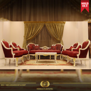 red sofa set