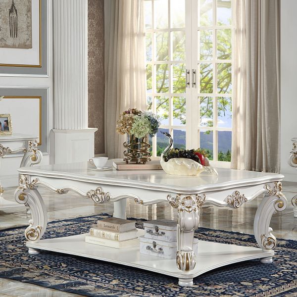 Vendome Square Coffee Table In Antique Pearl Finish Lv01526 By Acme | Mobilia Cleopatra 3 Coffee Table