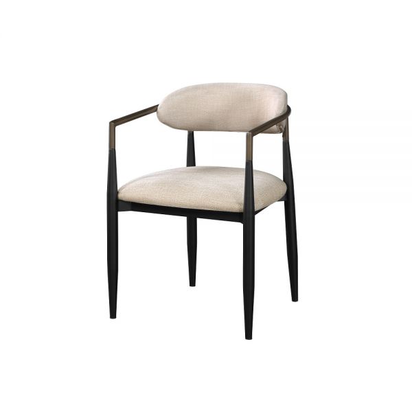 Beige Fabric & Black Jaramillo Side Chair Set Of 2 By Acme | Mobilia Cleopatra 3 Side Chair