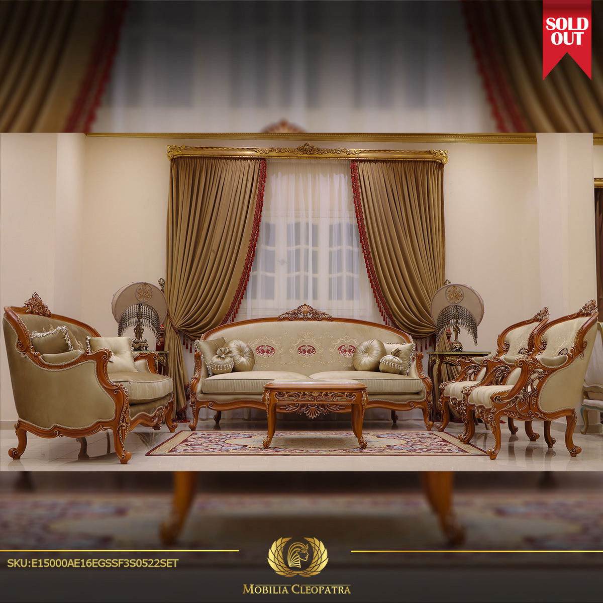 4Pcs Handmade Elite Gallery Brown Sofa Set | Mobilia Cleopatra 3 4pcs Handmade Elite Gallery Brown Sofa Set - Image 1