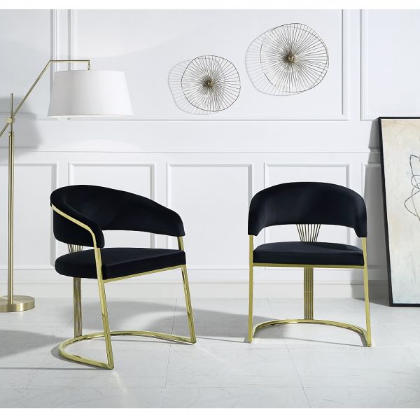 Black Velvet Fallon Side Chair Set Of 2 By Acme | Mobilia Cleopatra 3 Fallon Side Chair