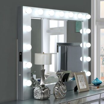 Silver Belladonna Mirror With Lights By Furniture of America