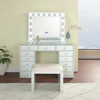 DR1000WH White Vanity with Chair By Artisan Furniture