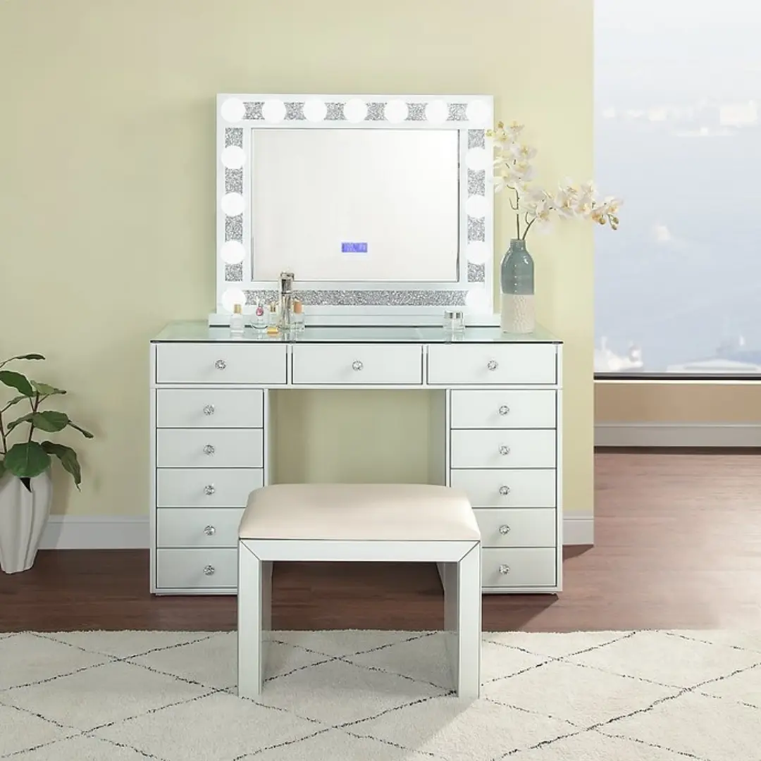 Dr1000Wh White Vanity With Chair By Artisan Furniture | Mobilia Cleopatra 3 DR1000WH White Vanity with Chair By Artisan Furniture - Image 1