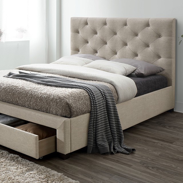 Beige Sybella Bed Cm7218Bg By Furniture Of America | Mobilia Cleopatra 3 Beige Sybella Bed CM7218BG By Furniture of America - Image 1