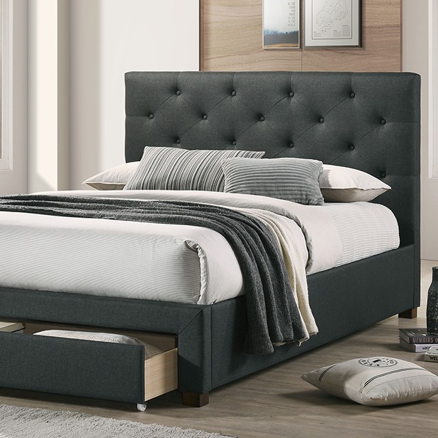 Dark Gray Sybella Bed Cm7218Dg By Furniture Of America | Mobilia Cleopatra 3 Dark Gray SYBELLA BED CM7218DG By Furniture of America - Image 1