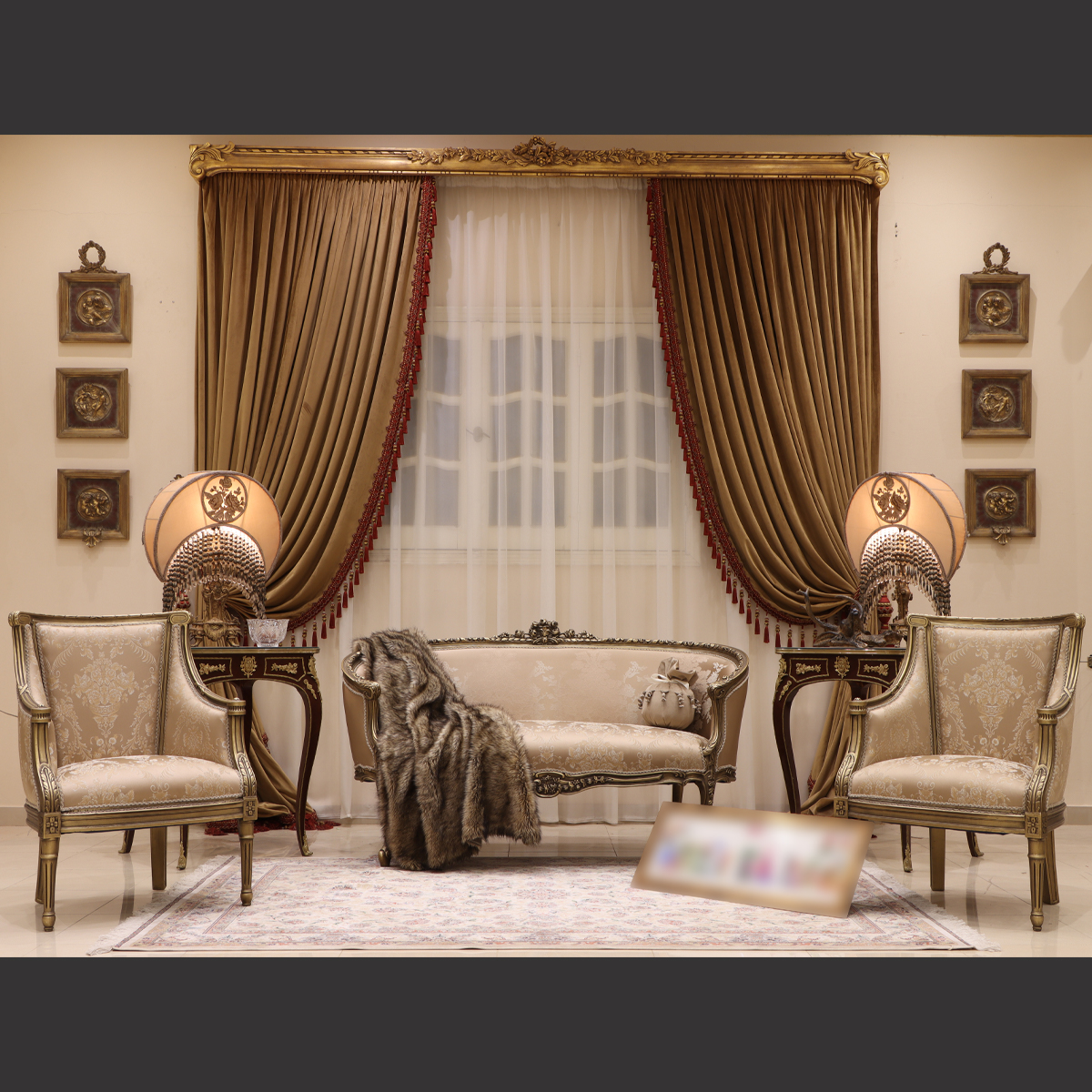 Mc-81 Taupe Beige Neoclassic Sofa Set | Mobilia Cleopatra 3 MC-81 taupe beige Neoclassic sofa set - Image 1