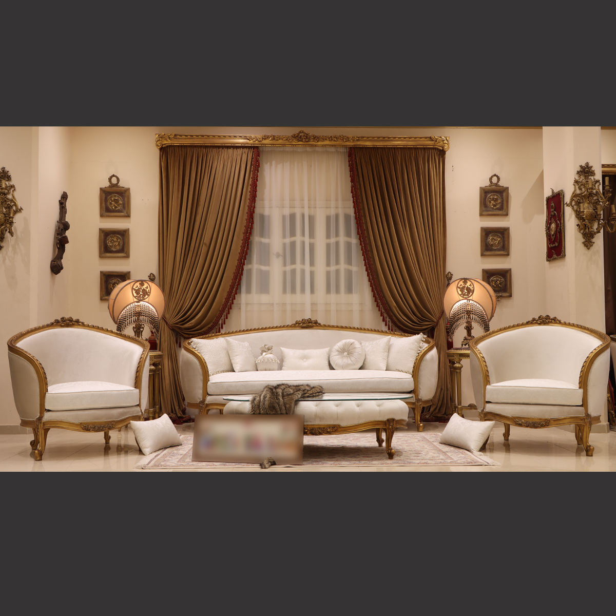 Mc-111 Off White Neoclassic Sofa Set | Mobilia Cleopatra 3 MC-111 off white Neoclassic sofa set - Image 1