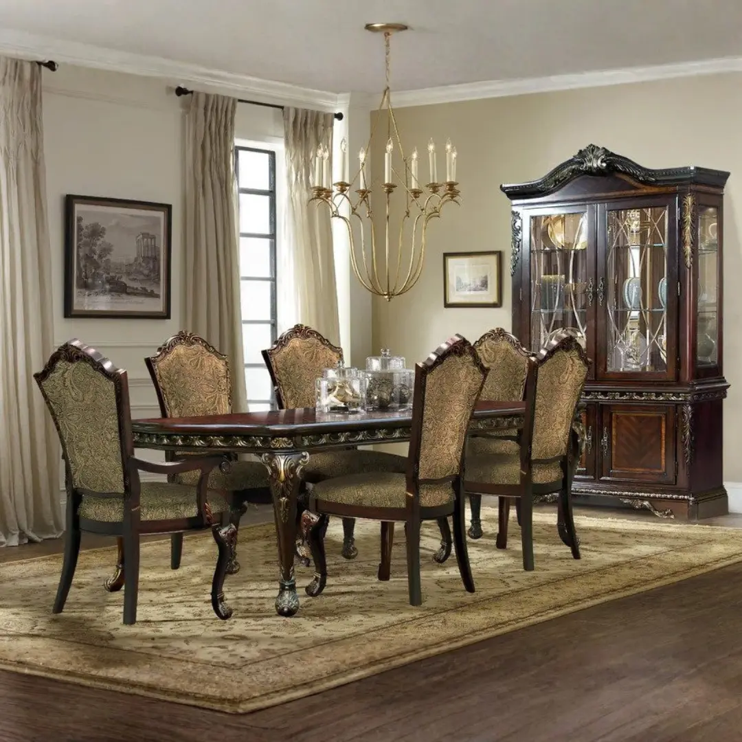 D185 Classic Brown 7Pc Dining Set By Mcferran | Mobilia Cleopatra 3 D185 Classic Brown 7PC Dining Set By McFerran - Image 1