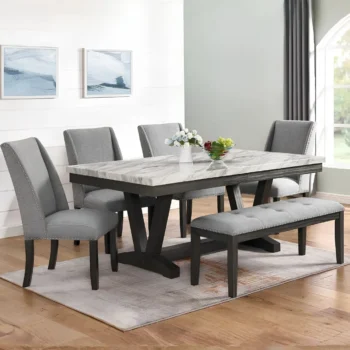 Product image showing the faux marble dining table top