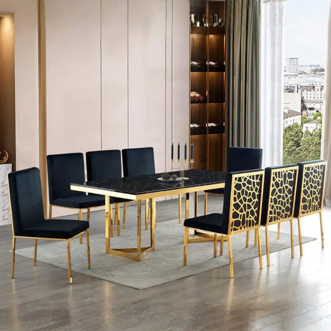 Faux Black Marble Table D1008-T By Mcferran | Mobilia Cleopatra 3 Faux Black Marble Table D1008-T By McFerran - Image 1