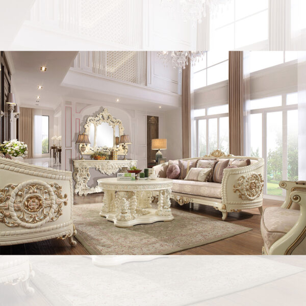 Cream Chenille 2Pc Sofa Set Hd-2011 By Homey Design | Mobilia Cleopatra 3 Cream Chenille 2PC Sofa Set HD-2011 By Homey Design - Image 1