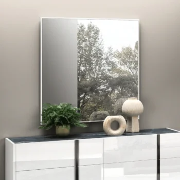 High Gloss Lacquer Bianca Marble Mirror