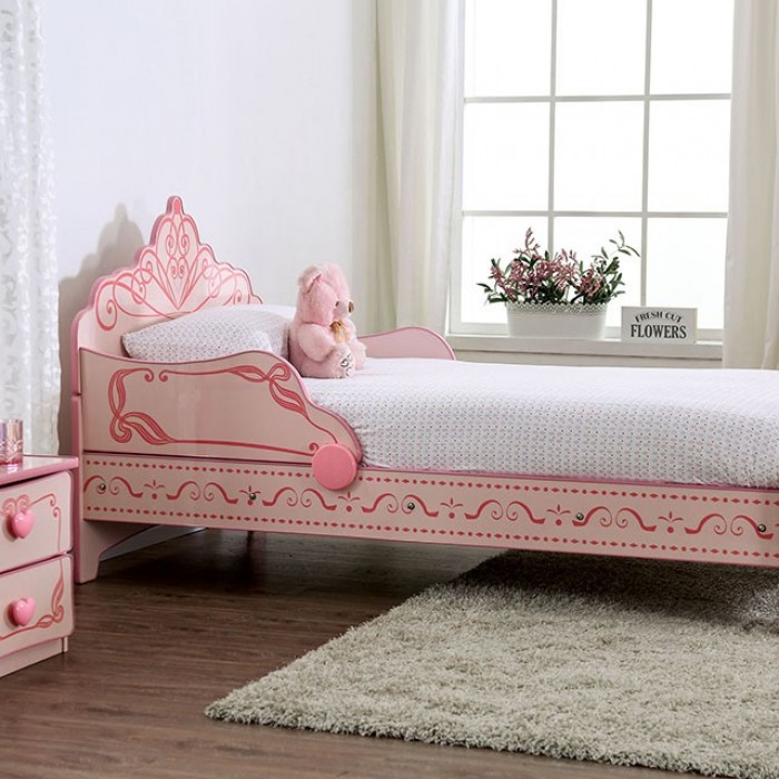 Pink Julianna Twin Bed Cm7632 By Furniture Of America | Mobilia Cleopatra 3 Pink Julianna Twin Bed CM7632 By Furniture Of America - Image 1