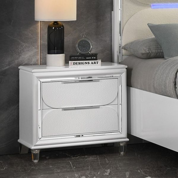Pearl White Tarian Nightstand Bd02318 By Acme | Mobilia Cleopatra 3 Nightstand