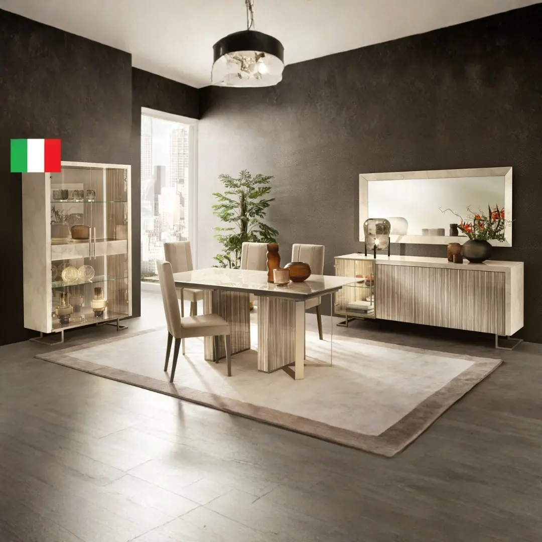 High Gloss Lacquer Luce Dining Room Set By Esf Furniture | Mobilia Cleopatra 3 High Gloss Lacquer Luce Dining Room Set