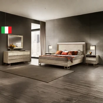 High Gloss Lacquer Luce Light Bedroom Set with Light