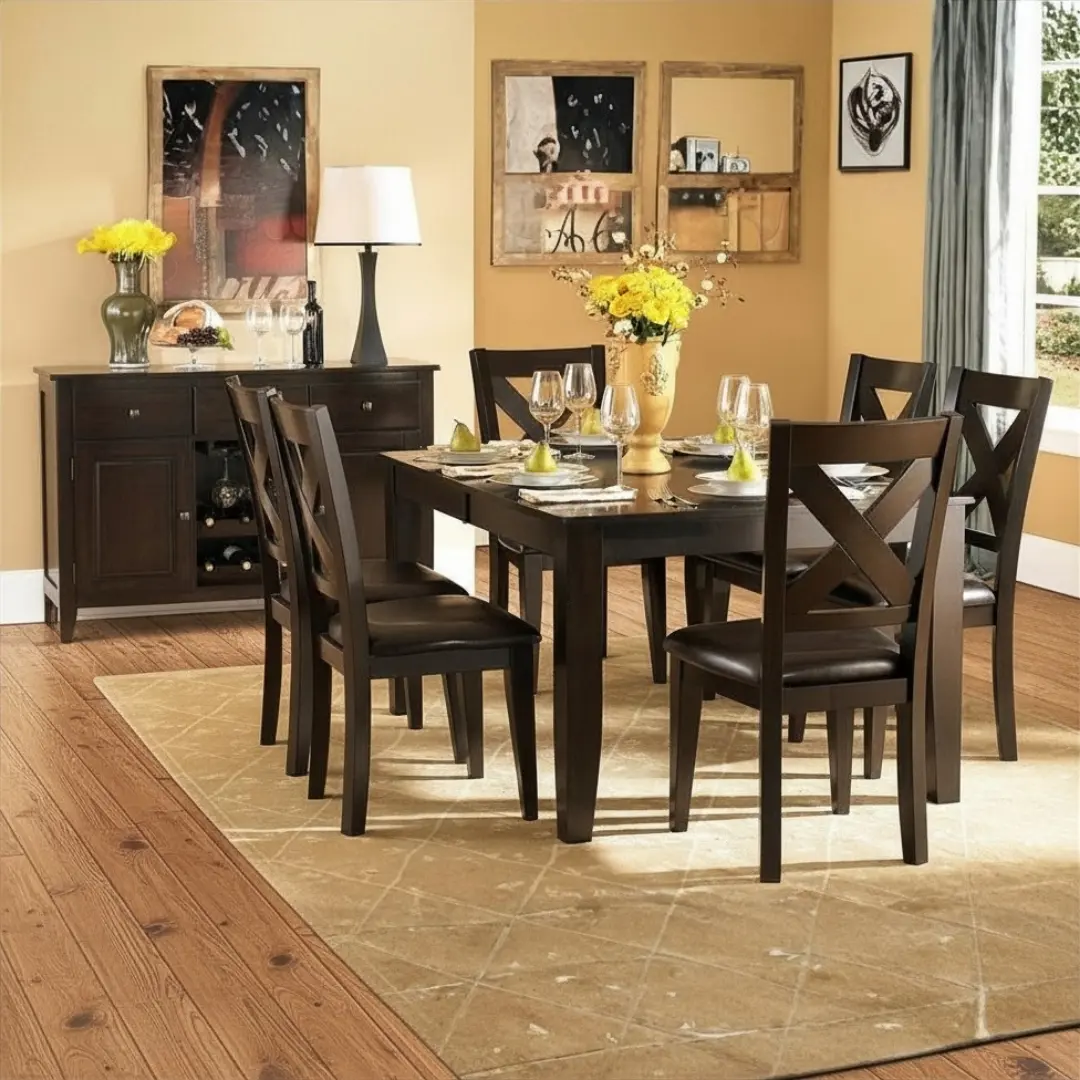Warm Merlot Crown Point Collection 5Pc Set Dining Table (Tb+4S) By Homelegance | Mobilia Cleopatra 3 warm merlot Crown Point Collection 5pc Set Dining Table (TB+4S) By Homelegance - Image 1