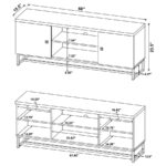 Myles 2-door TV Console with Adjustable Shelves Rustic Oak Herringbone 736052 by Coaster Furniture - Image 4