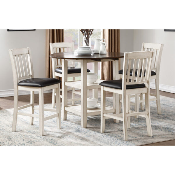 Whitwash and Dark Cherry Kiwi Collection Counter Height Leaf Table,2X9" By Homelegance - Image 6