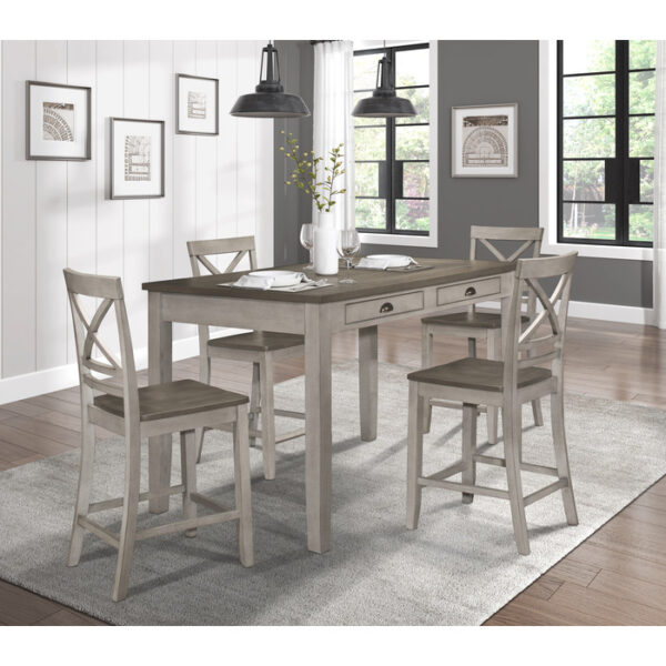 Bright leaf Collection Counter Height Table and 4 Functional Drawers By Homelegance - Image 5