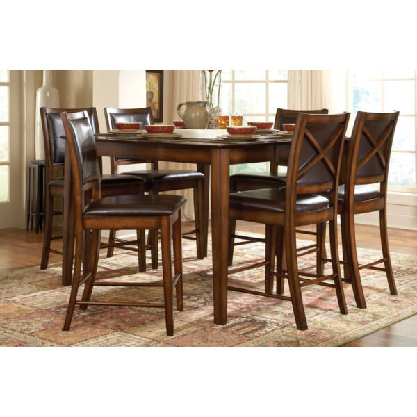 Wire brushed amber Verona Collection Counter Height Table By Homelegance - Image 3