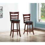 Dark cherry Edmond Collection Swivel Bar Height Chair By Homelegance - Image 2