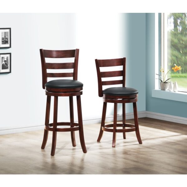 Dark cherry Edmond Collection Swivel Bar Height Chair By Homelegance - Image 2