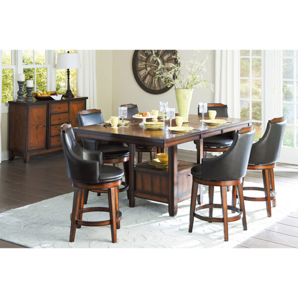 Burnished Oak Dark Brown Bayshore Collection Swivel Pub Chair By Homelegance - Image 3