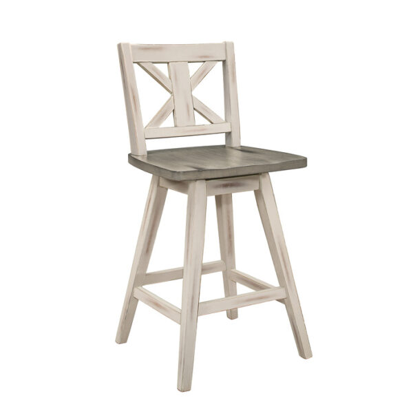 Distressed gray and White Amsonia Collection Swivel Counter Height Chair By Homelegance - Image 2