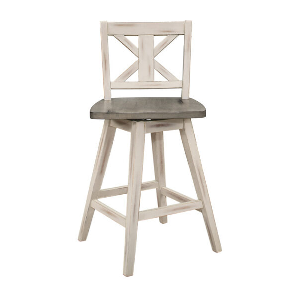 Distressed gray and White Amsonia Collection Swivel Counter Height Chair By Homelegance - Image 3