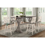 Distressed gray and White Amsonia Collection Swivel Counter Height Chair By Homelegance - Image 4