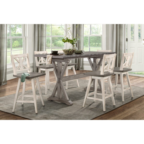 Distressed gray and White Amsonia Collection Swivel Counter Height Chair By Homelegance - Image 4