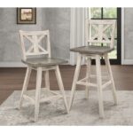 Distressed gray and White Amsonia Collection Swivel Counter Height Chair By Homelegance - Image 5