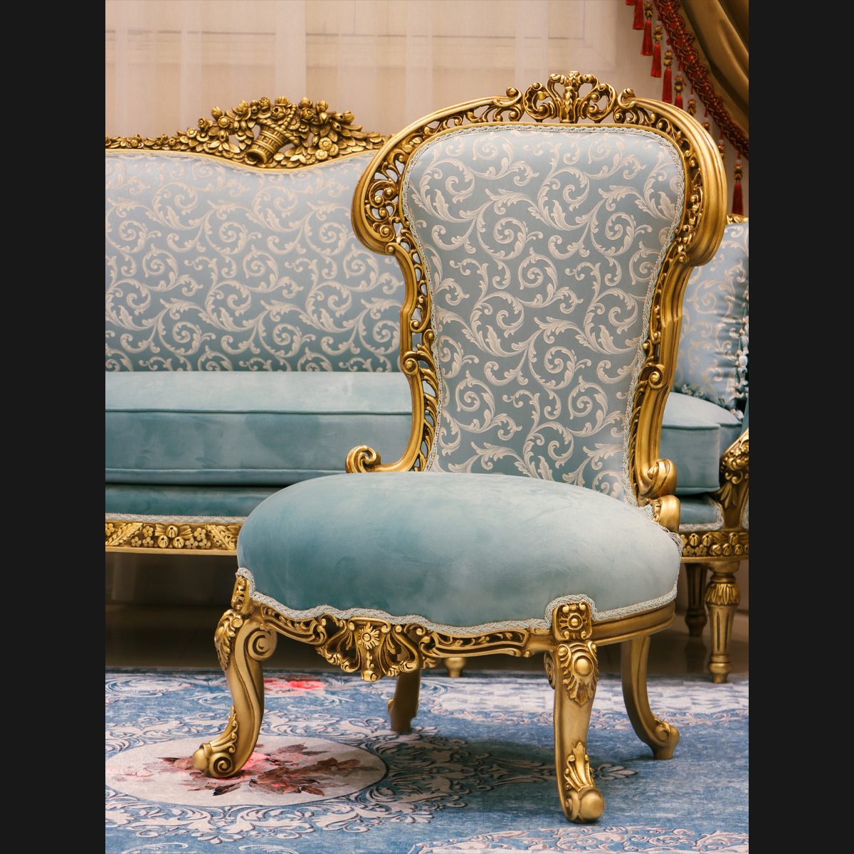 Handmade Moonlight Blue Chair 2 | Mobilia Cleopatra 3 Handmade Moonlight Blue Chair 2 - Image 1
