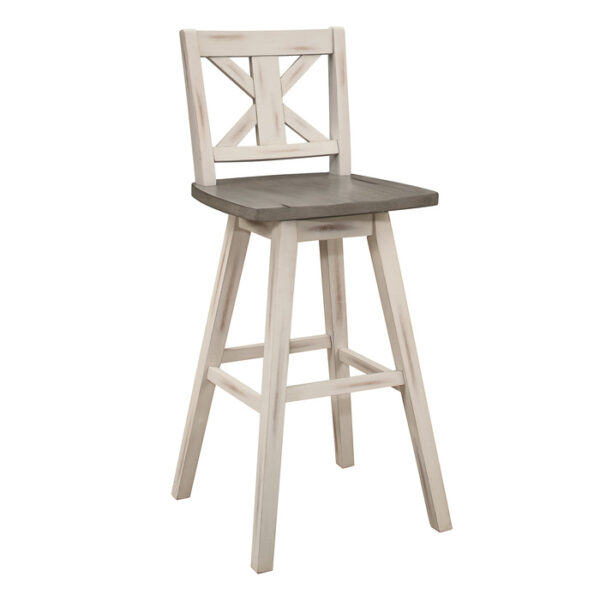 Distressed gray and White Amsonia Collection Pub Counter Height Chair By Homelegance - Image 2