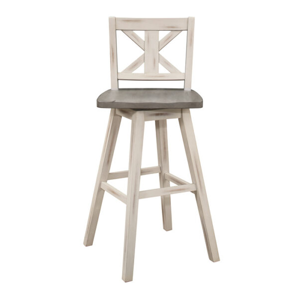 Distressed gray and White Amsonia Collection Pub Counter Height Chair By Homelegance - Image 3