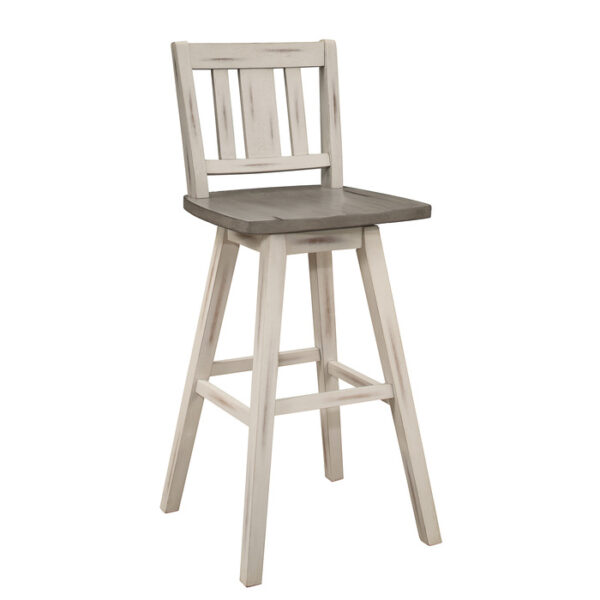 Distressed gray and White Vertical Slat back Amsonia Collection Pub Counter Height Chair By Homelegance - Image 2