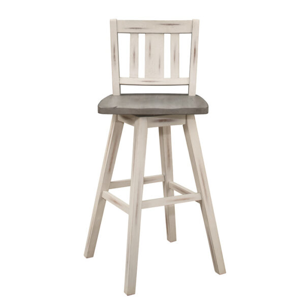 Distressed gray and White Vertical Slat back Amsonia Collection Pub Counter Height Chair By Homelegance - Image 3