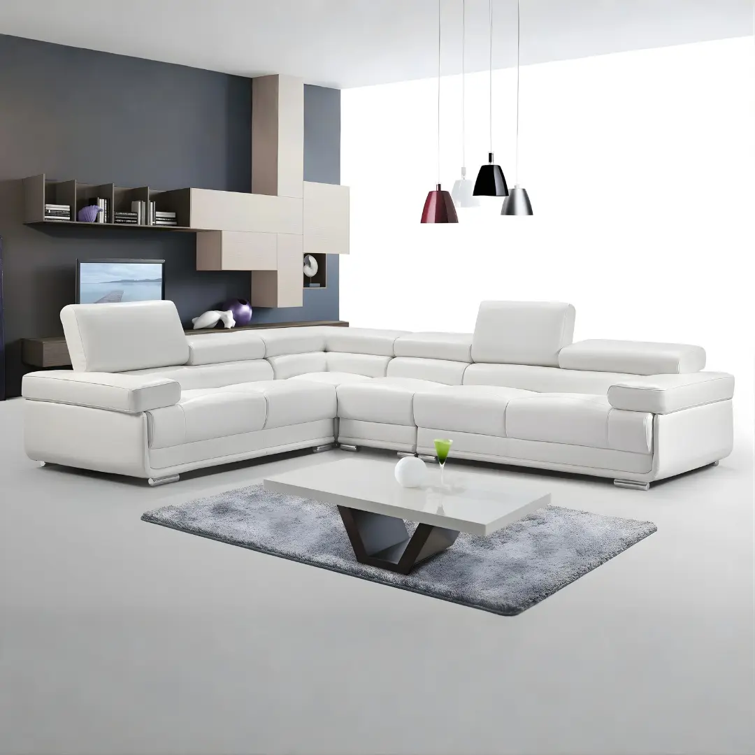 2119 Sectional White By Esf Furniture | Mobilia Cleopatra 3 2119 Sectional White