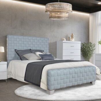 Light Teal Chenille & Gray Bed