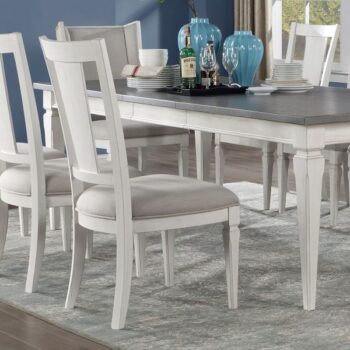 Light Gray Linen & Weathered White Side Chair