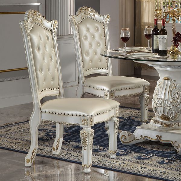 Synthetic Leather & Antique Pearl Side Chair