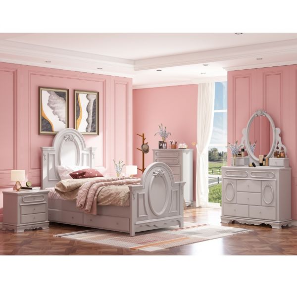 White Flora Mirror W/Jewlery Bd01640 By Acme | Mobilia Cleopatra 3 Bedroom Set