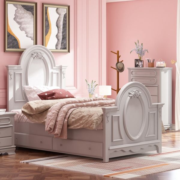 Gray Flora Bed By Acme | Mobilia Cleopatra 3 Gray Bed