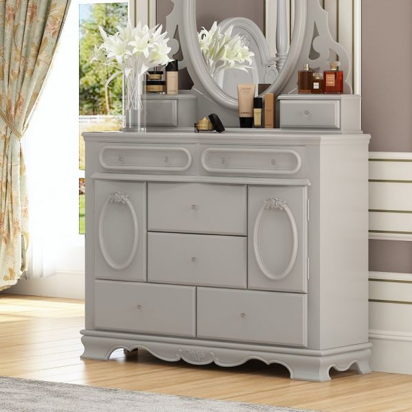 Gray Flora Dresser Bd02207 By Acme | Mobilia Cleopatra 3 Gray Dresser